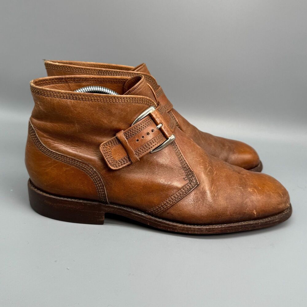 Florsheim Imperial Guardsman Men's 9.5 Brown Leather Dress Shoes Buckle Ankle